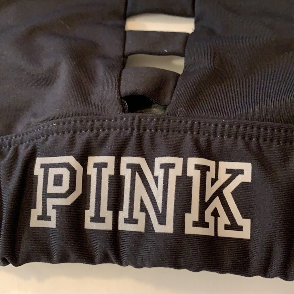 PINK (VICTORIA SECRET)ULTIMATE BLACK SPORTS BRA WITH STRING BACK SZ S GIRLS - Picture 2 of 4